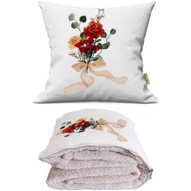 Resim Zarif Buket Tv Battaniyeli Opsiyonel Dekoratif Araç İçi Yastık Çok Renkli 