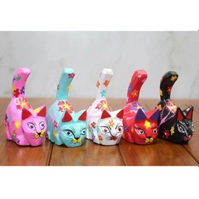 Resim Ahşap 5'li Kedi Seti Polos:11 