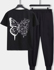 Resim uyguntarz Unisex Drawing Butterflies Baskılı 2'li Eşofman Takımı 