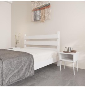 Resim Natura Model Ceviz Renk Çam Ahşap Karyola Ve İki Komodin Set-192 140 x 200 