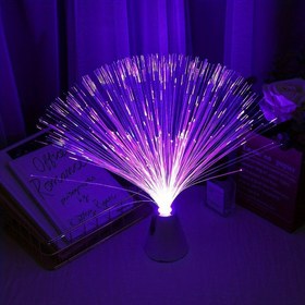 Resim Fiber Optik Lamba - LED Renk Değiştiren Konik Tabanlı - Pil Güçlü Sakinleştirici Mood Gece Lambası 