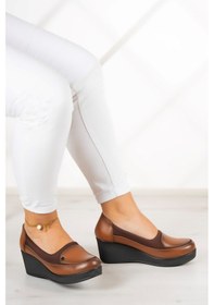 Resim Erkan Saçmacı Priscilla Taba Hakiki Deri Dolgu Topuklu Streç Günlük Ayakkabı Taba 