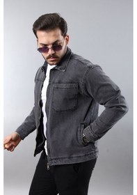 Resim Erkek Regular Fit Siyah Kar Yıkama Spor Model Fermuarlı Kot C... Antrasit - Siyah 