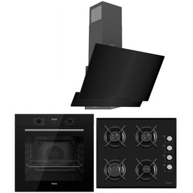 Resim Black Plus Serisi QBL63CS - S1140 - D063 3lü Cam Ankastre Set 