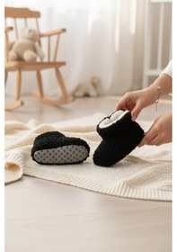 Resim Balbeybi Siyah Bebek Panduf Kaydırmaz Taban Welsoft Yumuşak Patik Kışlık Unisex İlk Adım Pandufu Siyah 