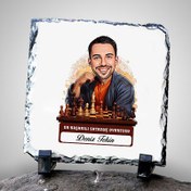 Resim Karikatürlü Erkek Satranç Oyuncusu Dekoratif Taş 