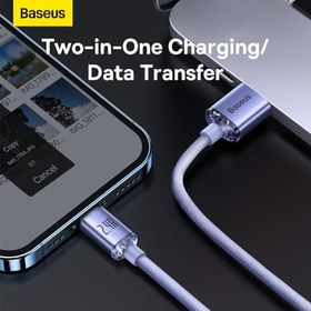 Resim Baseus Crystal Shine, 2.4 A USB-A & Lightning Data ve Şarj Kablosu, 1.2 Metre, Mor, ‎CAJY000005 