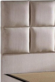Resim Star Başlık 100 cm Tek Kişilik Krem Keten Kumaşlı Modern Lüks Yatak Başlığı/Baza Başlığı 