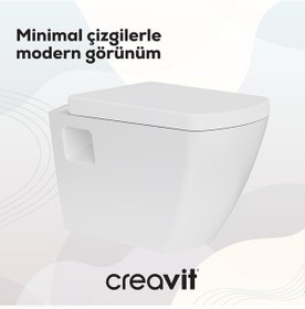 Resim Creavit Tetra Duroplast Yavaş Kapanan Klozet Kapaklı Beyaz Set 