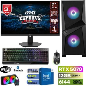 Resim Msı-Şafak-Gaming Pc DDR5-27”180HZ 1ms-rtx 5070 12GB – Intel I7 14700KF – 32GB-64GB Ddr5 Ram-1tb M.2 Ssd– Klavye Mouse – Sıvı Sogutma 