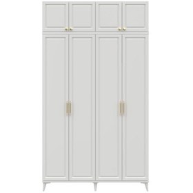 Resim Guneystore Milas Gold 4 Kapaklı %100 Mdf Ayaklı Yüklüklü Gardırop 