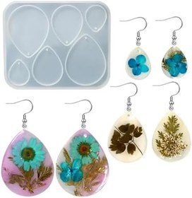 Resim Epoksi Silikon Kalıp Çoklu Anahtarlık Damla Model Delikli Kolye Küpe Kalıbı 