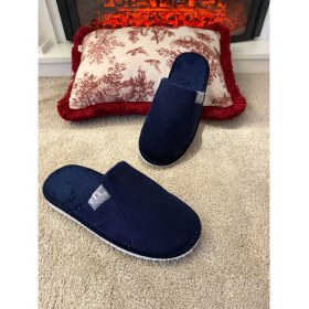 Resim Aksulu Erkek Sessiz Taban Çok Yumuşak ve Hafif Içi Yünlü Peluş Ev Terliği 