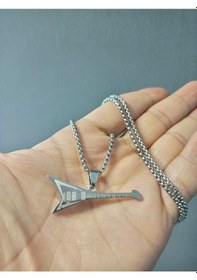 Resim Elektro Gitar Rock Müzik Gümüş Renk 316l Paslanmaz Çelik Figür Ko Çok Renkli 