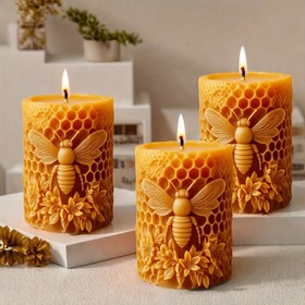 Resim 1 adet Silikon Arı Çiçeği Kabartmalı Bal Petek Silindir Kalıp DIY Mum Yapımı, El Sanatları Hediye Yapımı ve Dekoratif Süs Yapımı için - Dayanıklı, Temizlemesi Kolay ve Çok Yönlü El Sanatları Aracı, Arı Süsleri, El Sanatları Malzemeleri, Dekoratif Mum Kalıpları, Temizlemesi Kolay Malzeme 