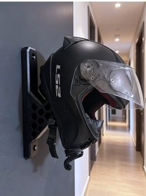 Resim Premium Duvar Tipi Kask Tutucu 3d Baskı Güçlendirilmiş Motosiklet Askısı - Vida + Dübel Dahil Siyah 