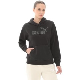 Resim Puma Ess+ Anımal Hoodie Fl Kadın Sweatshirt Siyah 