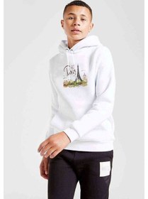Resim Paris Eyfel Kulesi Baskılı Unisex Çocuk Kapüşonlu Beyaz Sweat Beyaz 