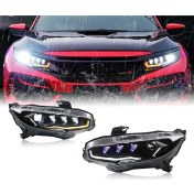 Resim Honda civic fc5 fk7 ön far lambası ledli diamond model 3 lens 2016 / 2021 