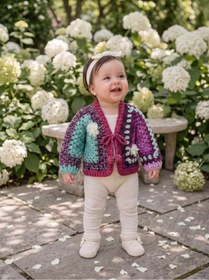 Resim Tanem Çarşı Bebek Hediyesi, Pamuklu Tasarım Hırka El Örgüsü(35cm boy) 