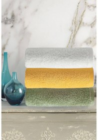 Resim 3 Lü Renkli El Yüz Havlu Seti %100 Pamuklu Natural Harmony Sarı 