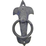 Resim Antika Tarz Dekoratif Pirinç Lale Kapı Halkası - 165X70MM, Oksit 