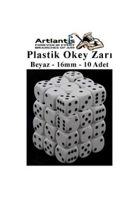 Resim Beyaz Okey Zarı 10 Adet Beyaz Renkli Oyun Zarı Plastik Akrilik 16 Mm Şeffaf Zar Masa Oyunları Zarı Eğlence 
