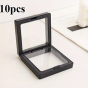 Resim 10 Adet Clearview 3D Yüzen Vitrin Kutuları, Plastik Toz Geçirmez Mücevher Ambalajı, Şeffaf Asılı Saklama Kutuları, Kolye, Bilezik, Yüzük, Madeni Para, Küpe ve Broş Saklamak İçin, Elastik Film Özellikli, Perakende ve Kişisel Kullanım İçin Hediye Kutuları. 