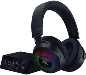 Resim Razer Kraken V4 Pro - Kontrol hub'lı kablosuz oyun kulaklığı - Sensa HD haptikler (OLED kontrol hub'ı, TriForce 40mm sürücüler, HyperSpeed & Bluetooth, THX Audio) Siyah 