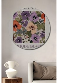 Resim Canlı Çiçek Bahçesi Sulu Boya Görünümlü Ahşap Tablo Yuvarlak Duvar Tablosu 22473 - 30 X 30 