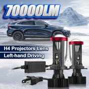 Resim 2 adet Far Ampulü H4 Yüksek&Düşük Her Şey Bir Arada, 70000LM 420W 3570 CSP Çip Yeni LED Projektörler Lens, 6000K Beyaz Süper Parlak Işıklar, Sol El Sürüş 