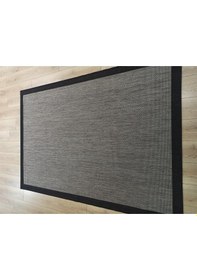 Resim Çam Halı Sisal 9715 Gri / Siyah Bordürlü Jüt Sisal Kilim - 160x160 