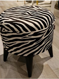 Resim Mercan Mobilya Leopar Desen Bench Puf 43 Cm Beyaz 