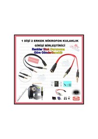 Resim 3.5 Mm Aux Kulaklık Mikrofon Dönüştürücü Birleştirici Kablo 