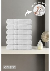 Resim 6'lı Beyaz Greek Mini El, Yüz Havlusu 75gr. - 30x50 Cm, %100 Pamuk, Spa Ve Otel Havlusu Beyaz 
