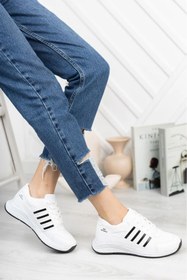 Resim Topçuoğlu Kundura Beyaz-Siyah Unisex Bağcıklı Rahat Ortepedik Günlük Spor Ayakkabı 