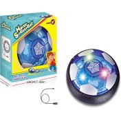 Resim LED Yüzen Futbol Topu, Şarj Edilebilir Hava Futbol Topu Köpük Tamponlu, Erkek ve Kız Çocukları için Spor Oyuncak, PP Malzeme, Mavi-Siyah Renkli Hedef Kitlesel Futbol Taraftarlarına İdeal Hediye 
