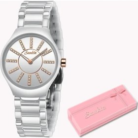 Resim Hanyang Beyaz Gül Altın Sunkta Üst Marka Lüks Bilezik Izle Bayanlar Romantik Kristal Elbise Bayanlar Izle Moda Rahat Kuvars Saatler Reloj Mujer + Kutu (Yurt Dışından) 