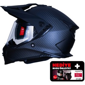 Resim Yohe FG601 Kask Karbon Full Face Motosiklet Mat Siyah Çift Vizör UV Bluetooth Yuvalı ECE 22.06 MIPS 