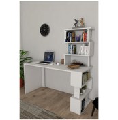 Resim Moonlife Okyanus Kitaplıklı Çalışma Masası Beyaz 