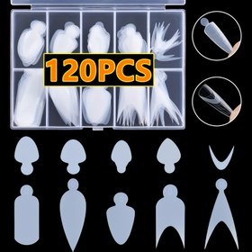 Resim 120 adet silikon kristal tırnak kalıbı içeren bir kutu, 10 farklı stilde 12 adet her biri ile, yüksek dayanıklılıkta ve yeniden kullanılabilir bir manikür aracıdır. Bu araç, çeşitli zarif tırnak tasarımlarının oluşturulmasına izin verir. 