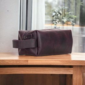 Resim Eve Dopp Kit, Hakiki Deri, El Yapımı, Kişisel Bakım Çantası, XL Ölçü, AA7 Mor 