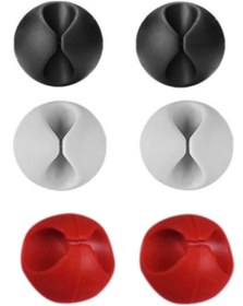 Resim Fixport Yapışkanlı Kablo Sabitleyici Düzenleyici 6'lı Paket (2 Beyaz-2 Kırmızı-2 Siyah) MZ2023-38 