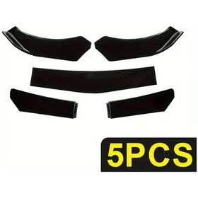 Resim Meridiangoods Universal Bumper 5 Adet Bright Black Evrensel Araç Ön Çamurluk Splitter Body Kit 