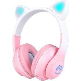 Resim GK Creative Stn-28 Pro Kedi Kulaklı Tasarımlı Rgb Işıklı Bluetooth Kulaklık Pembe 
