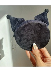 Resim Kuromi Siyah Peluş Anahtarlık Bozuk Para Cüzdanı 