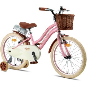Resim Retro Classic Özel Seri, Hasır Örme Sepetli, Deri Elcikli 20 Jant Çocuk Bisikleti, 6-9 Yaş Çocuk Bisikleti (115-135CM), Unisex 