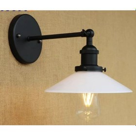 Resim Retro Siyah Mafsalı Beyaz Başlıklı Metal Aplik 23cm Beyaz 