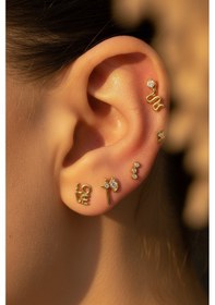 Resim 14 Ayar Altın Piercing Tragus Küpe 25114-t004 