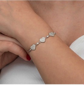 Resim Gümüş Üçlü Kalp Kadın Bileklik 